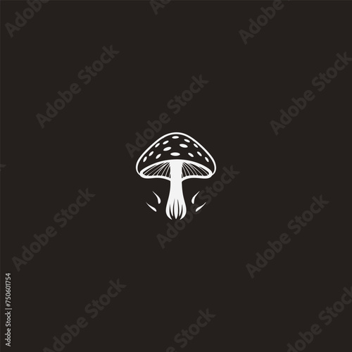 Oyster mushroom logo design, food consumption mushroom silhouette vector illustration