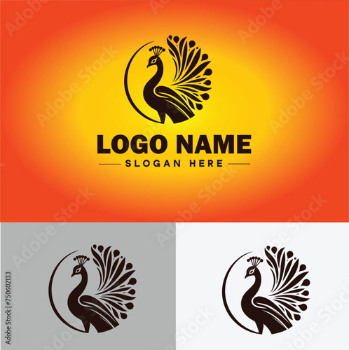 Peacock logo luxury style icon company brand business peacock logo template editable vector
