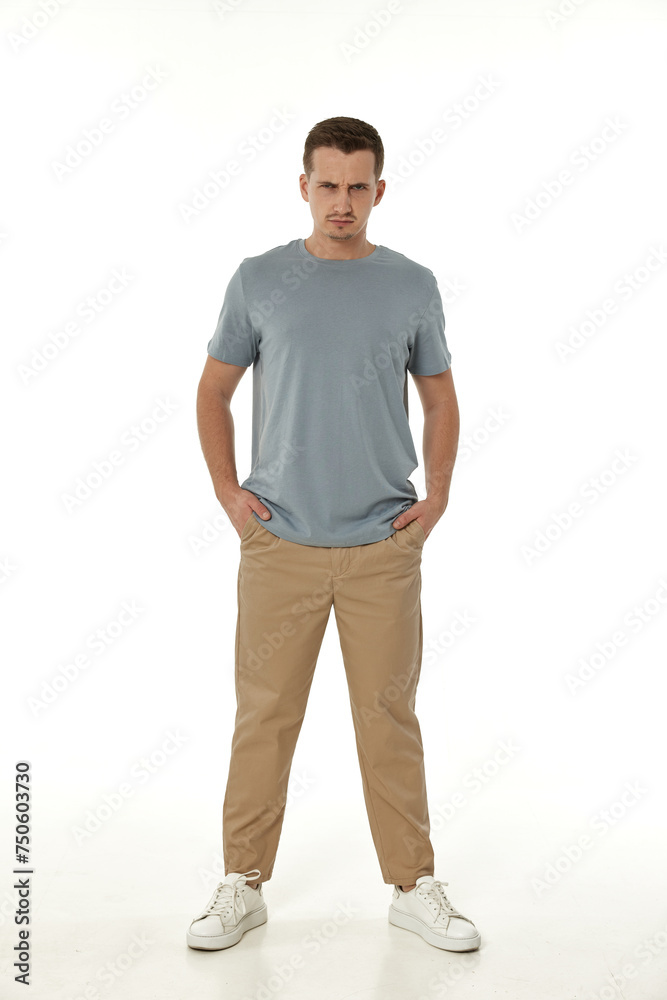 offended frustrated young man on white background. sadness offended frustrated young man on white background. sadness