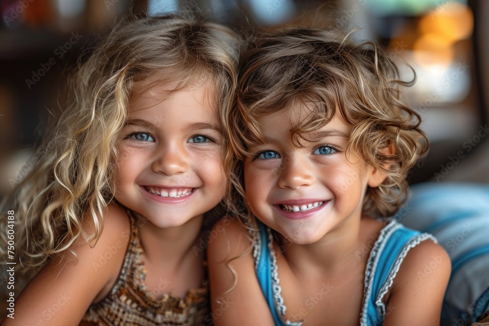 Happy kids smiling to the camera