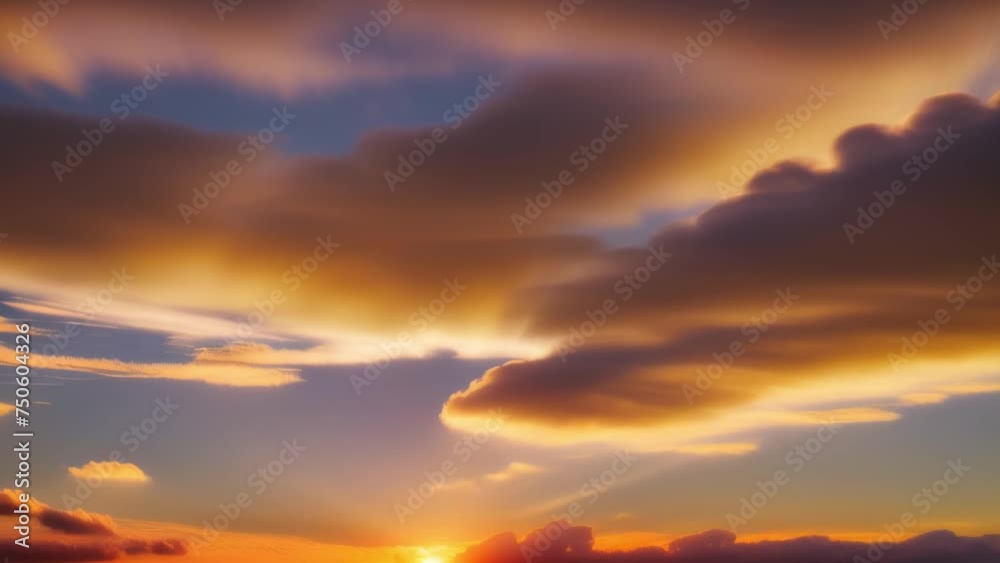 Witness the sky's metamorphosis as dawn breaks through a veil of drifting clouds. Time lapse. 4K.