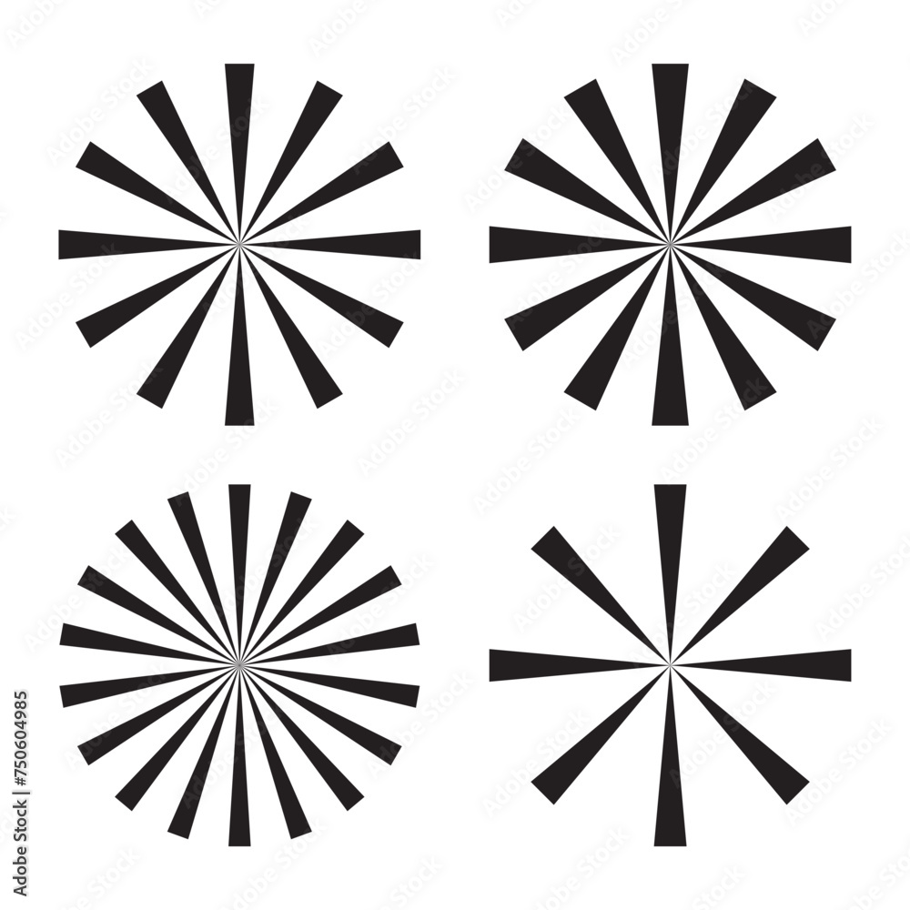 Radial sun burst sun rays starburst, shine sunburst radial, circular shape rays used in star brast background .Isolated on white background in eps 10. Radial sun burst sun rays starburst, shine sunburst radial, circular shape rays used in star brast background .Isolated on white background in eps 10.
