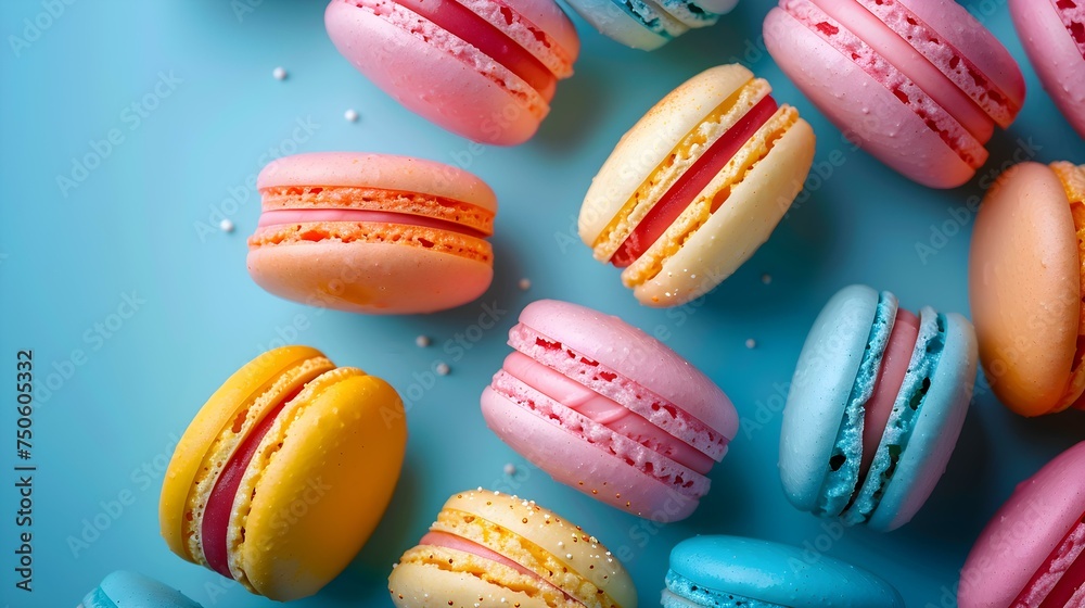 Artfully arranged macarons display a vibrant palette. Concept Baking, Macarons, Food Styling, Colorful Treats, Desserts Artfully arranged macarons display a vibrant palette. Concept Baking, Macarons, Food Styling, Colorful Treats, Desserts
