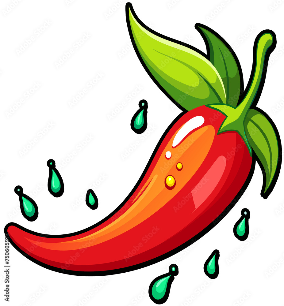 Fototapeta premium fresh chili with water drops