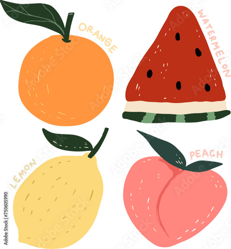 Cute fruits element for templates.