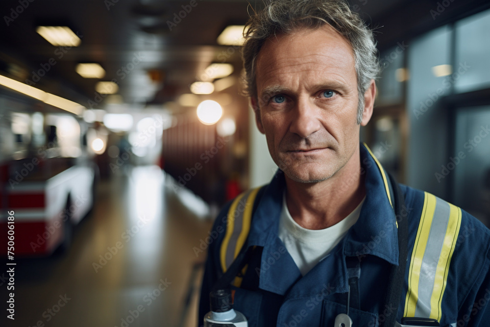 Portrait of a fireman in uniform Portrait of a fireman in uniform