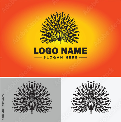 Peacock logo luxury style icon company brand business peacock logo template editable vector