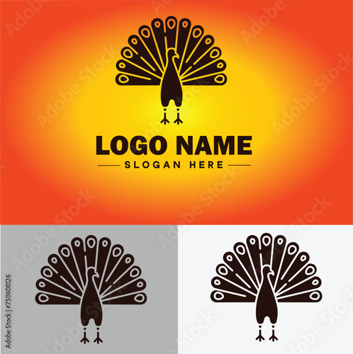 Peacock logo luxury style icon company brand business peacock logo template editable vector