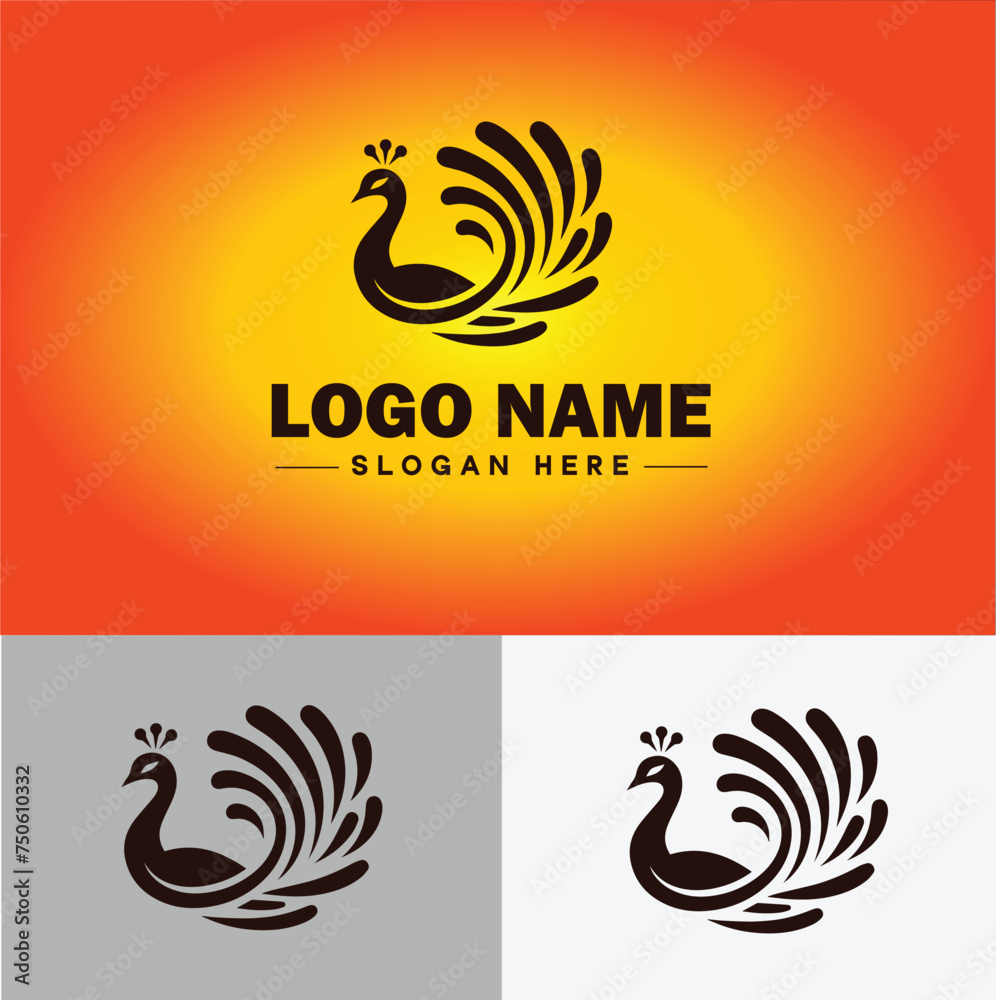 Obraz premium Peacock logo luxury style icon company brand business peacock logo template editable vector