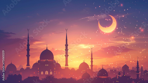 Ramadhan kareem or eid mubarak islamic greeting cards photo