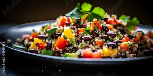 High quality close up image of quinoa black beans