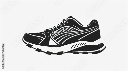 Running sport shoes line and silhouette icon. Vector