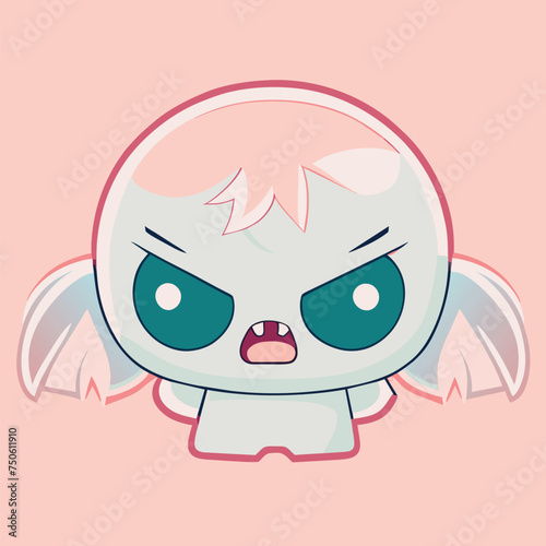 angry scary scary christian cemetery design, sticker, clean white background, t-shirt design, graffiti, vibrant, vector illustration kawaii