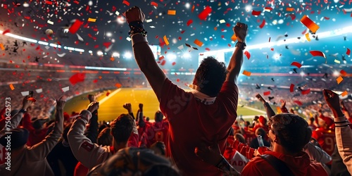 Football Fans Celebrating at the Stadium