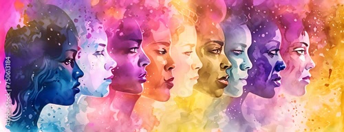 Abstract colorful art watercolor painting depicts International Women's Day, 8 March of different cultures and ethnicities together. concept of gender equality and the female 4K Video photo