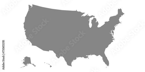 Usa map. United states of america vector country. Usa outline isolated. All states on white background