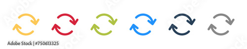 Circle arrow. Round arrow icon set. Reset vector arrows. Repeat sign isolated on white background. Cycle symbol. Color arrows