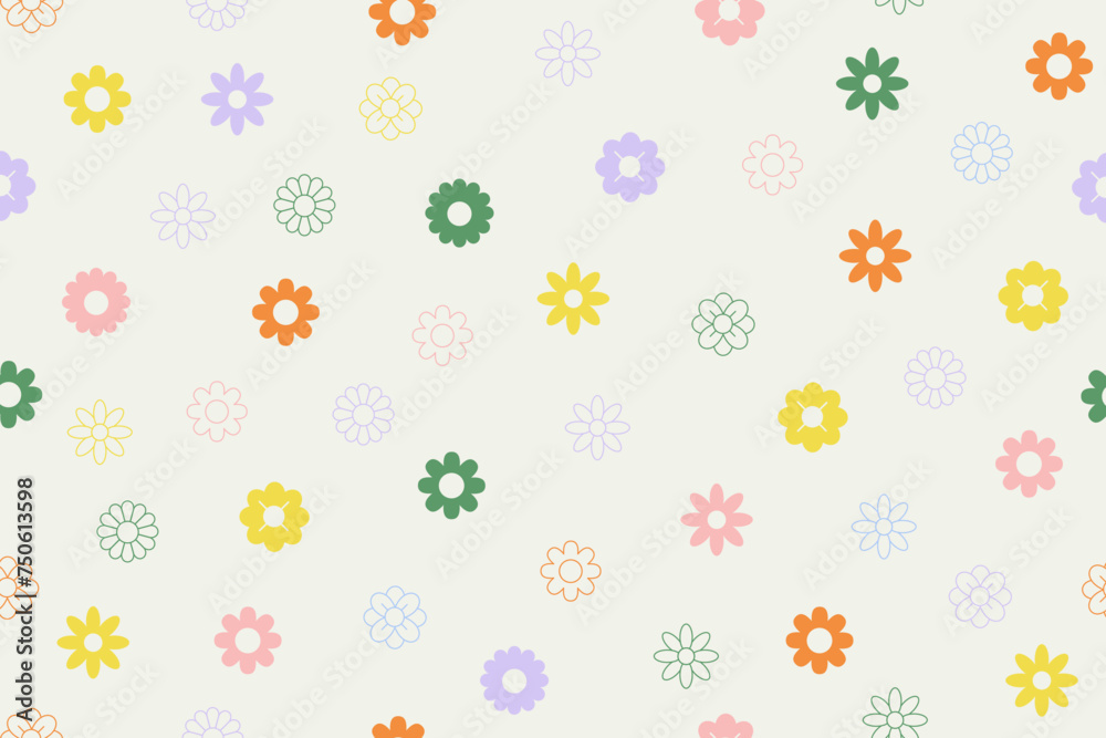 Spring pattern. Floral seamless pattern. Colorful pastel color.