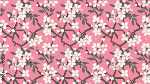 Flat Design Vector Illustration of Cherry Blossoms 