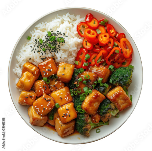 chinese meal on plate isolated