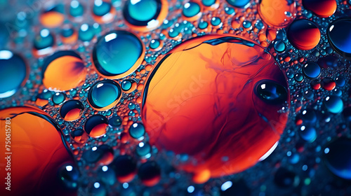 A macro view of vibrant ink droplets suspended in mid-air, frozen in time as they form intricate patterns and shapes