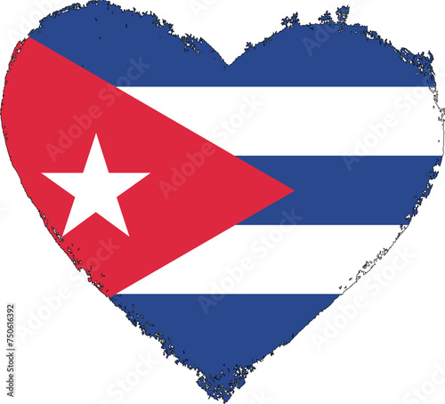 Cuba flag in heart shape.