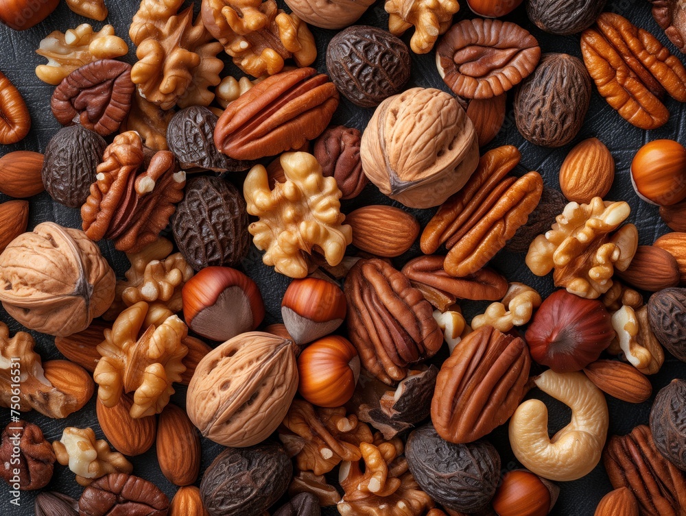 food background variety of nuts top view food background variety of nuts top view
