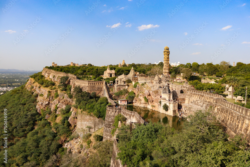 Fototapeta premium full view of chittaurgarh fort of Rajasthan, India 