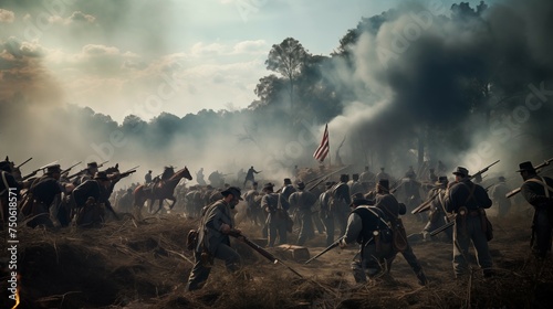 USA photo of people participate as a hobby in American Civil War reenactment photo