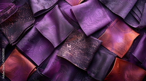 purple background fabric with dark square chocolate pieces, in the style of elite, dark bleachbooru, dark black and light amber, vibrant, emphasizes feelings over reality © growth.ai