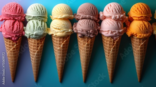 assorted ice cream in a cone