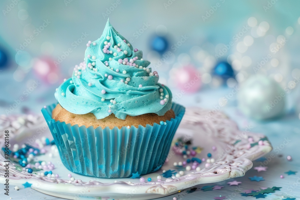 A birthday cake displayed on a pastel blue background, featuring a light and bright tone, exuding a cheerful and celebratory atmosphere A birthday cake displayed on a pastel blue background, featuring a light and bright tone, exuding a cheerful and celebratory atmosphere