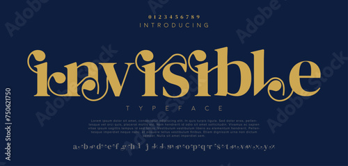 Swash invisible vintage creative alphabet luxury serif font typeface vector illustration 