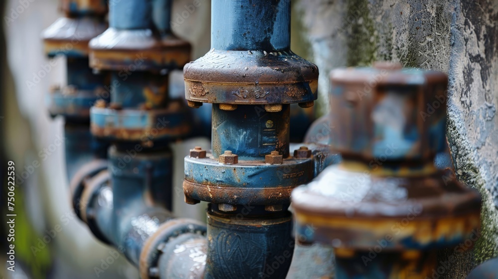 Closeup on the orderly arrangement of pipes for water drainage, illustrating the initial step towards improved water flow Closeup on the orderly arrangement of pipes for water drainage, illustrating the initial step towards improved water flow