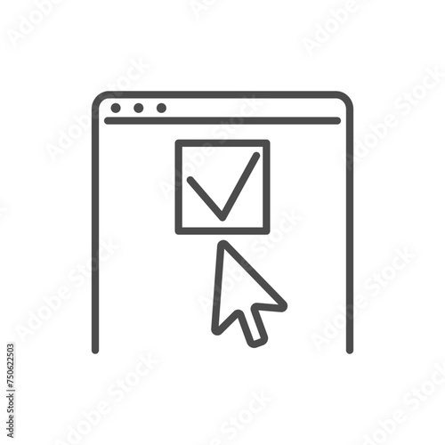 A man makes a choice, a hand presses a check mark on a vote ballots. Voting, e-voting, election, democracy, vote symbol.