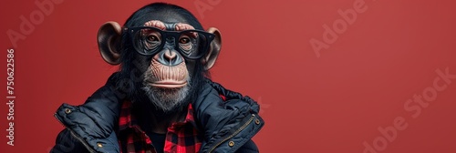 Man Chimpanzee Monkey Mask Checkered, Background Banner © NIA4u