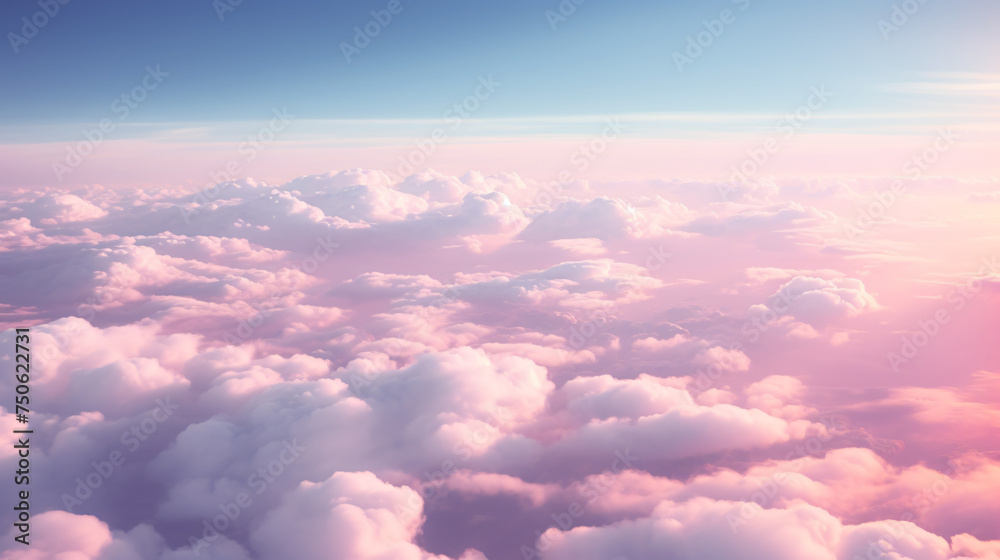 Background pink clouds view from the plane.