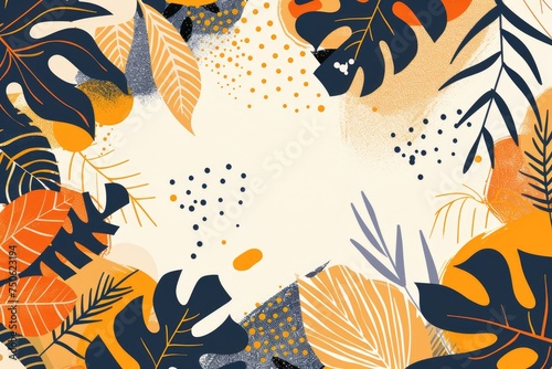 Tropical foliage in abstract composition