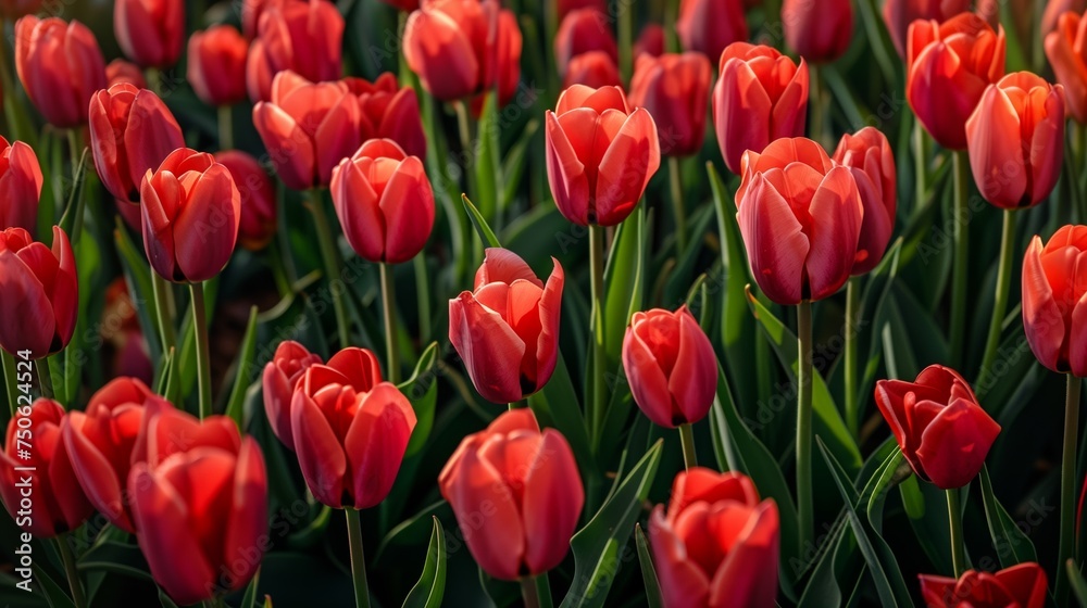 Fixed: Full frame of natural tulip flowers.