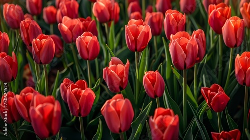 Fixed  Full frame of natural tulip flowers.