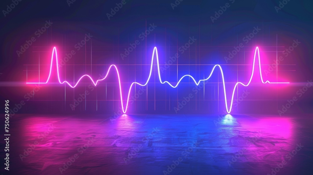 Neon bitcoin pulse heartbeat of the digital market