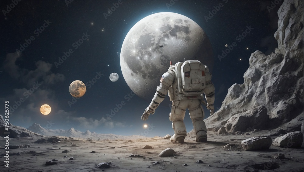 lunar,astronaut in space - obrazy, fototapety, plakaty 