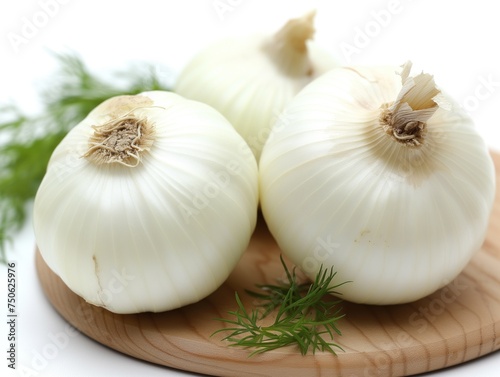 unpeeled white onion on kitchen board