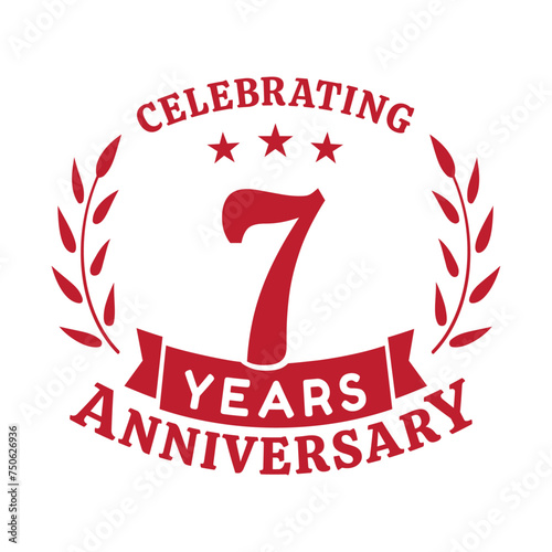 7th anniversary celebration design template. 7 years vector and illustration