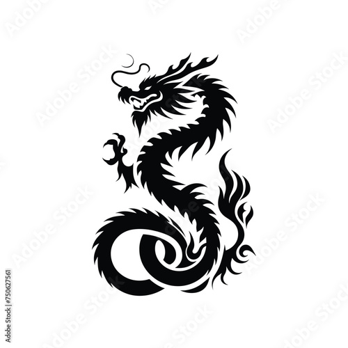 Wallpaper Mural Silhouette of green wood chinese dragon symbol of the 2024 chinese new year Torontodigital.ca