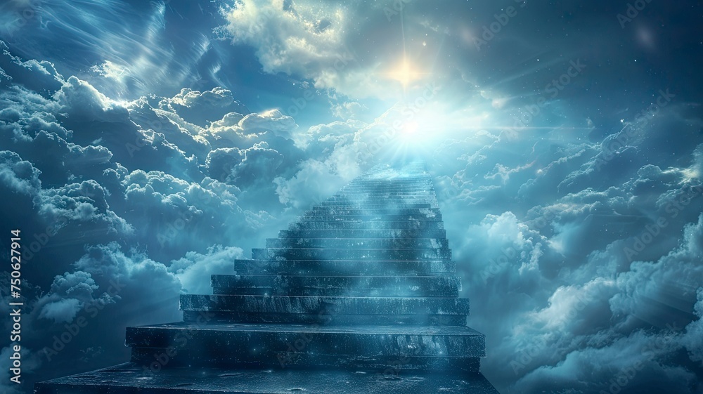 Religion, Background Stairway to Heaven. copy space - generative ai