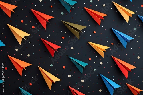 colored paper airplanes pattern