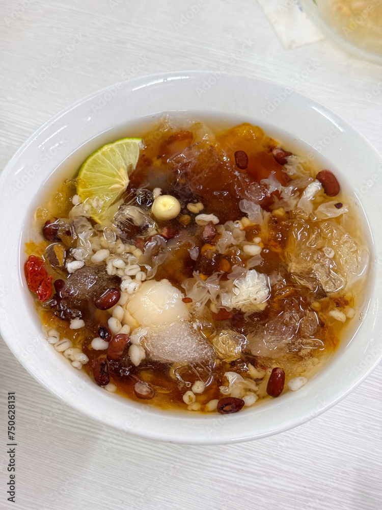 peach gum , sweet dessert in bowl peach gum , sweet dessert in bowl