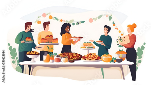 Catering service Modern food or appetizer Vector family celebration with grandparents