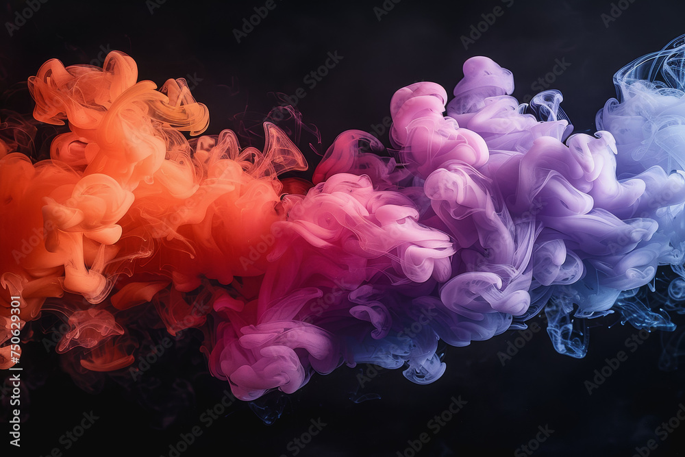 Obraz premium A splash of color paint, water, or smoke on a black background, or abstract pattern, AI Generated